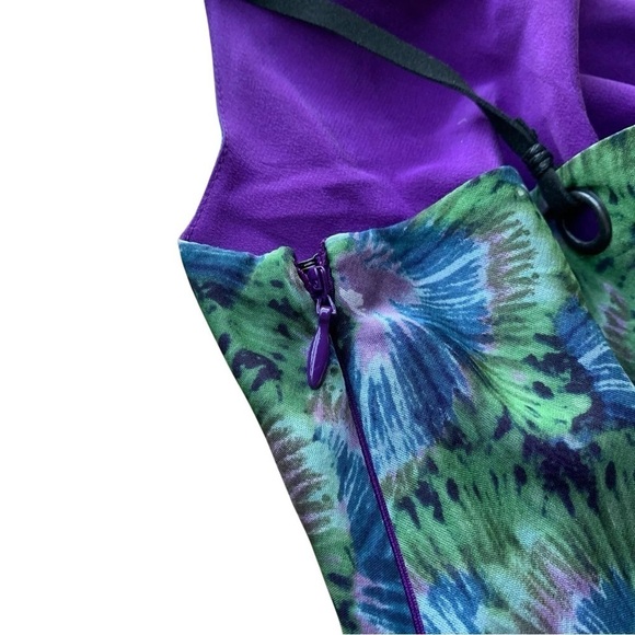 Catherine Malandrino Silk Draped Neck Scalloped Textured Mini Dress Green Size 6 - Picture 7 of 9